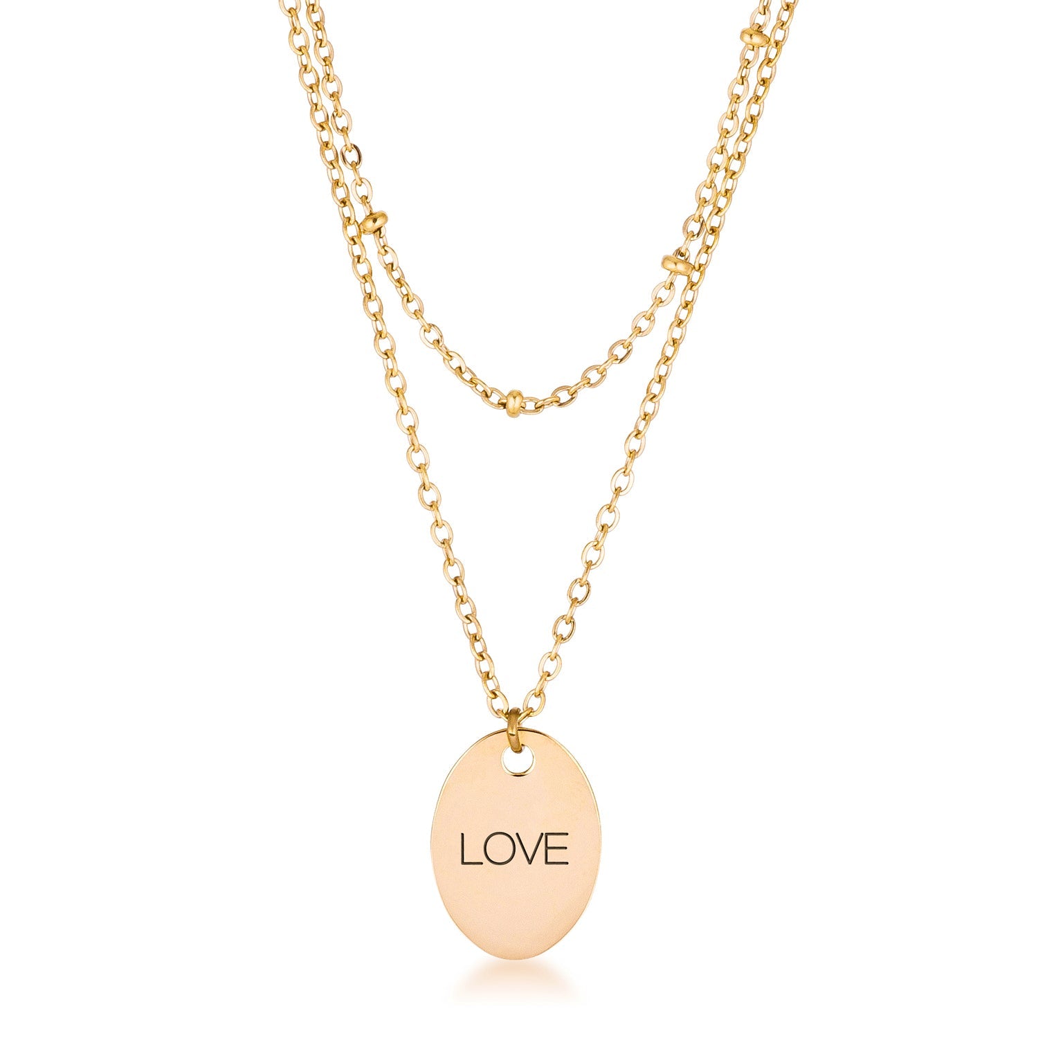 18k Gold Plated Double Chain LOVE Necklace