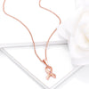 18k Rose Gold Plated Heart Filigree Breast Cancer Awareness Ribbon Pendant