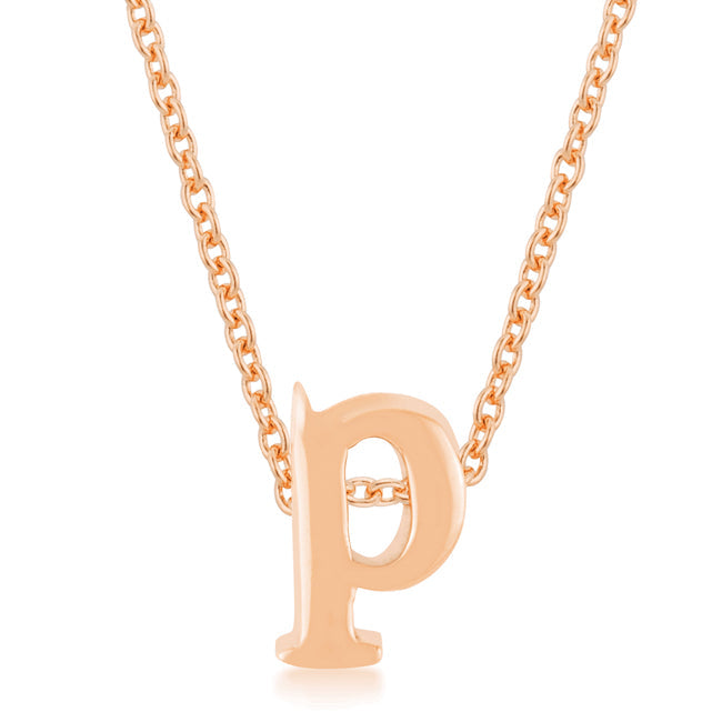 Rose Gold Finish Initial P Pendant