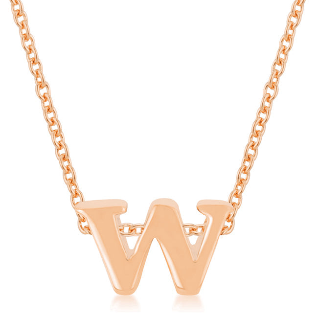 Rose Gold Finish Initial W Pendant