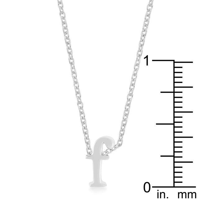 Rhodium Plated Finish Initial F Pendant