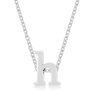 Rhodium Plated Finish Initial H Pendant