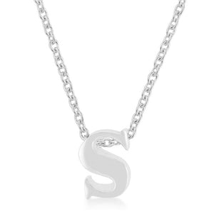 Rhodium Plated Finish Initial S Pendant