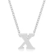 Rhodium Plated Finish Initial X Pendant