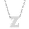 Rhodium Plated Finish Initial Z Pendant