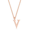 Elaina Rose Gold Stainless Steel V Initial Necklace