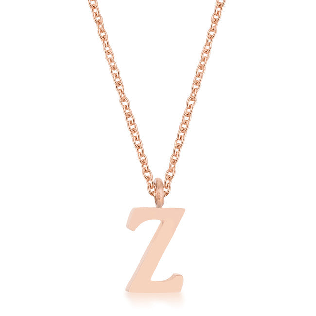 Elaina Rose Gold Stainless Steel Z Initial Necklace