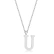 Elaina Rhodium Stainless Steel U Initial Necklace