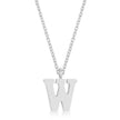 Elaina Rhodium Stainless Steel W Initial Necklace