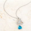 Claudia 2.3ct Aqua CZ Rhodium Butterfly Drop Necklace