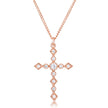 Dainty Art Deco Rose Gold Plated Clear CZ Cross Pendant