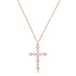 Dainty Art Deco Rose Gold Plated Clear CZ Cross Pendant