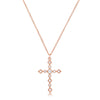 Dainty Art Deco Rose Gold Plated Clear CZ Cross Pendant