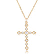 Dainty Art Deco Gold Plated Clear CZ Cross Pendant