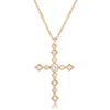 Dainty Art Deco Gold Plated Clear CZ Cross Pendant