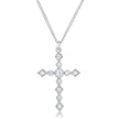 Dainty Art Deco Rhodium Plated Clear CZ Cross Pendant