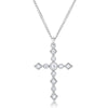 Dainty Art Deco Rhodium Plated Clear CZ Cross Pendant