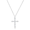 Dainty Art Deco Rhodium Plated Clear CZ Cross Pendant