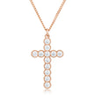 Micro Beaded Rose Gold Plated Clear CZ Cross Pendant