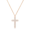 Micro Beaded Rose Gold Plated Clear CZ Cross Pendant