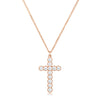 Micro Beaded Rose Gold Plated Clear CZ Cross Pendant