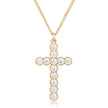 Micro Beaded 18k Gold Plated Clear CZ Cross Pendant