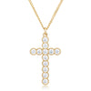 Micro Beaded 18k Gold Plated Clear CZ Cross Pendant