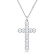 Micro Beaded Rhodium Plated Clear CZ Cross Pendant