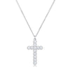 Micro Beaded Rhodium Plated Clear CZ Cross Pendant