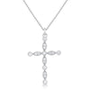 Delicate Vintage Rhodium Plated Clear CZ Cross Pendant