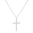 Delicate Vintage Rhodium Plated Clear CZ Cross Pendant