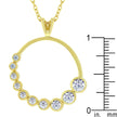 Golden Graduated Cubic Zirconia Circle Pendant