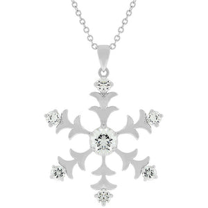 Rhodium Plated Snowflake Pendant