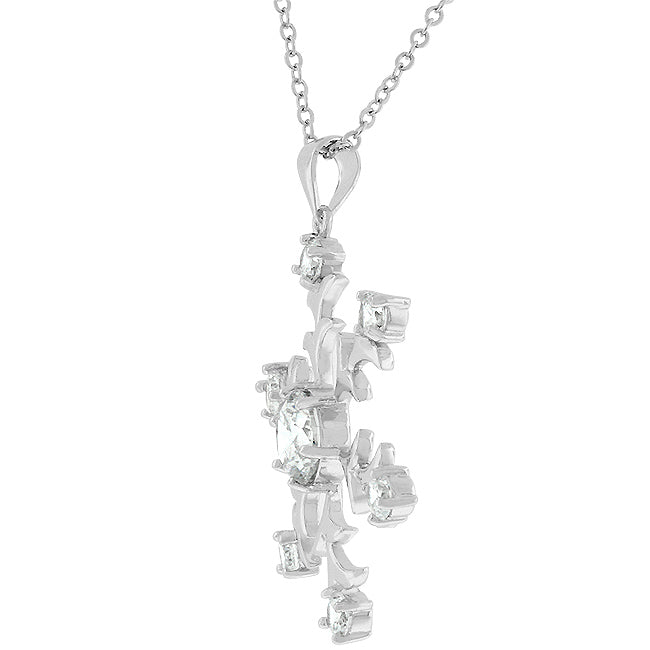 Rhodium Plated Snowflake Pendant