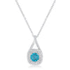 Christal 1.2ct Aqua CZ Rhodium Classic Necklace