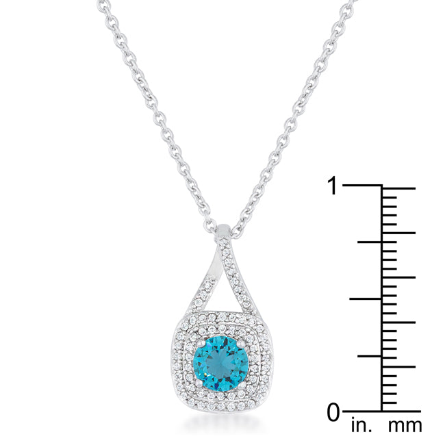 Christal 1.2ct Aqua CZ Rhodium Classic Necklace