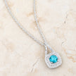 Christal 1.2ct Aqua CZ Rhodium Classic Necklace