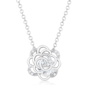 Maya 1.37ct CZ Rhodium Rose Drop Necklace