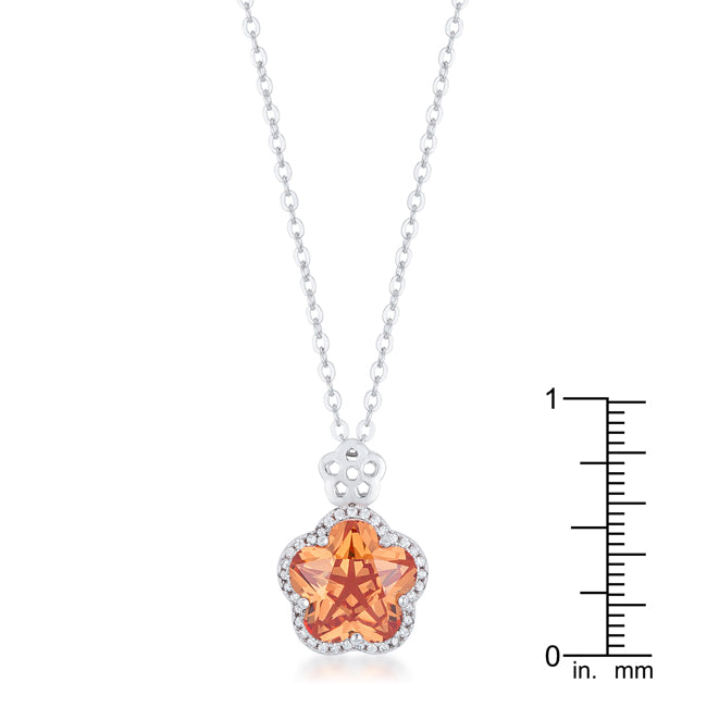 Beautiful Floral Cut Champagne CZ Pendant