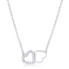 Sweet and Romantic Rhodium Melded CZ Hearts Necklace