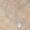 Rhodium Necklace with CZ Disk Pendant