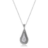 .37 Ct Tear Drop Rhodium Pendant Necklace with CZ