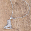 Delicate .4Ct Rhodium Plated Ice Skate Pendant