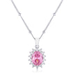 Rhodium Plated Pink Petite Royal Oval Pendant