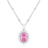 Rhodium Plated Pink Petite Royal Oval Pendant