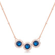 3.1Ct Rose Gold Plated Sapphire Blue Tri-Halo CZ Pendant