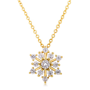 Contemporary Gold Plated CZ Snowflake Necklace