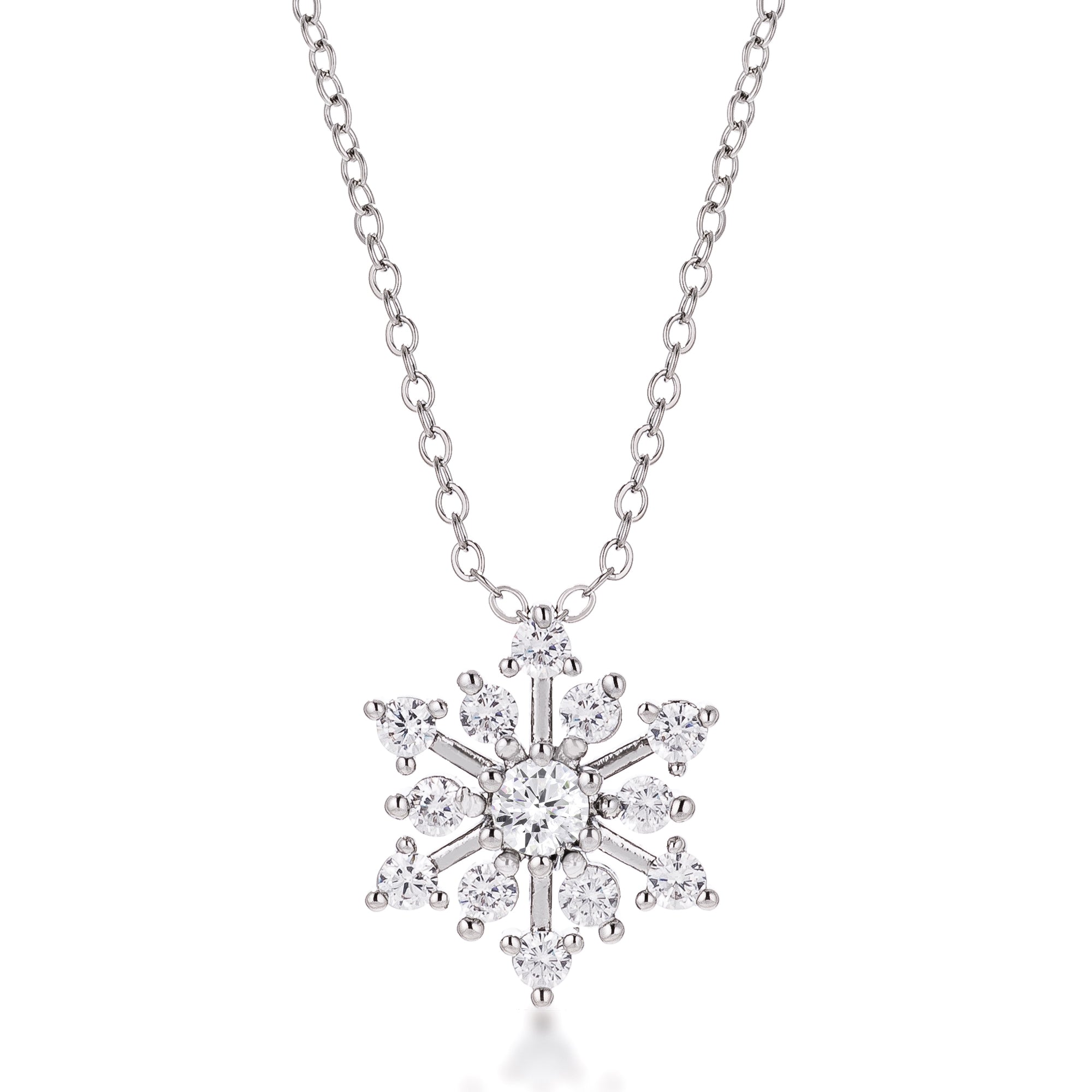 Contemporary CZ Snowflake Necklace