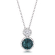 5Ct Rhodium Plated Blue Green Snowman CZ Pendant