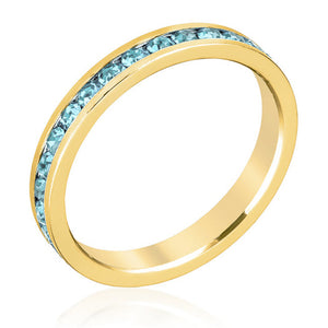 Stylish Stackables Aqua Crystal Gold Ring